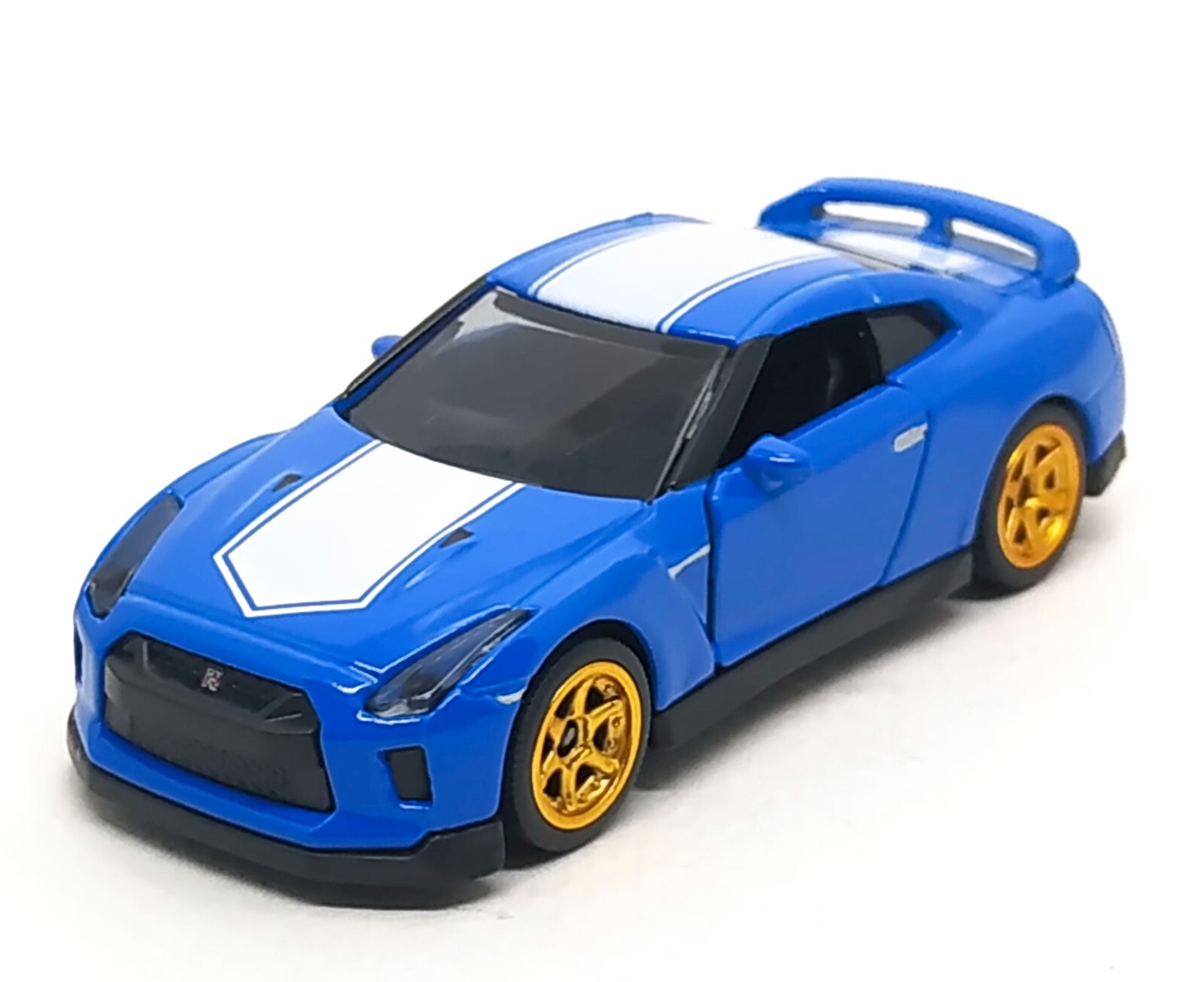 Majorette Nissan GT-R R35 Blue / White Stripe 50th GTR 1:61
