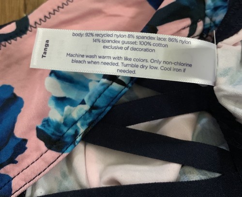 Plus Size 14/16 Lane Bryant Cacique Strappy Cage Back Tanga Lace Pink Navy Blue