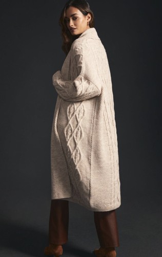 

Кардиган вязанной вязки Anthropologie Maxi, свитер с открытой передней частью, овсяный песочный, , НОВИНКА, Oatmeal sand tan