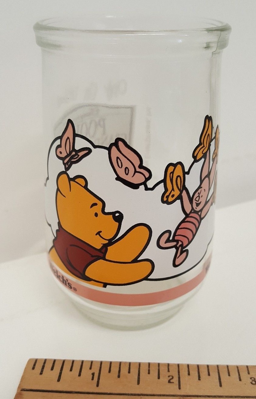 Disney Welch's Winnie the Pooh Juice Glass 1997 Jelly Jar Piglet Vintage 90s Cup
