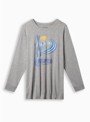 Torrid Aspen Classic Fit Slub Crew Neck Long Sleeve Tee Grey 2 2X 18 20 #G78871