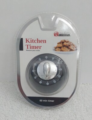 Culinary Elements Kitchen Timer Black 60 Minute Bell Ring Kitchen Accesories 