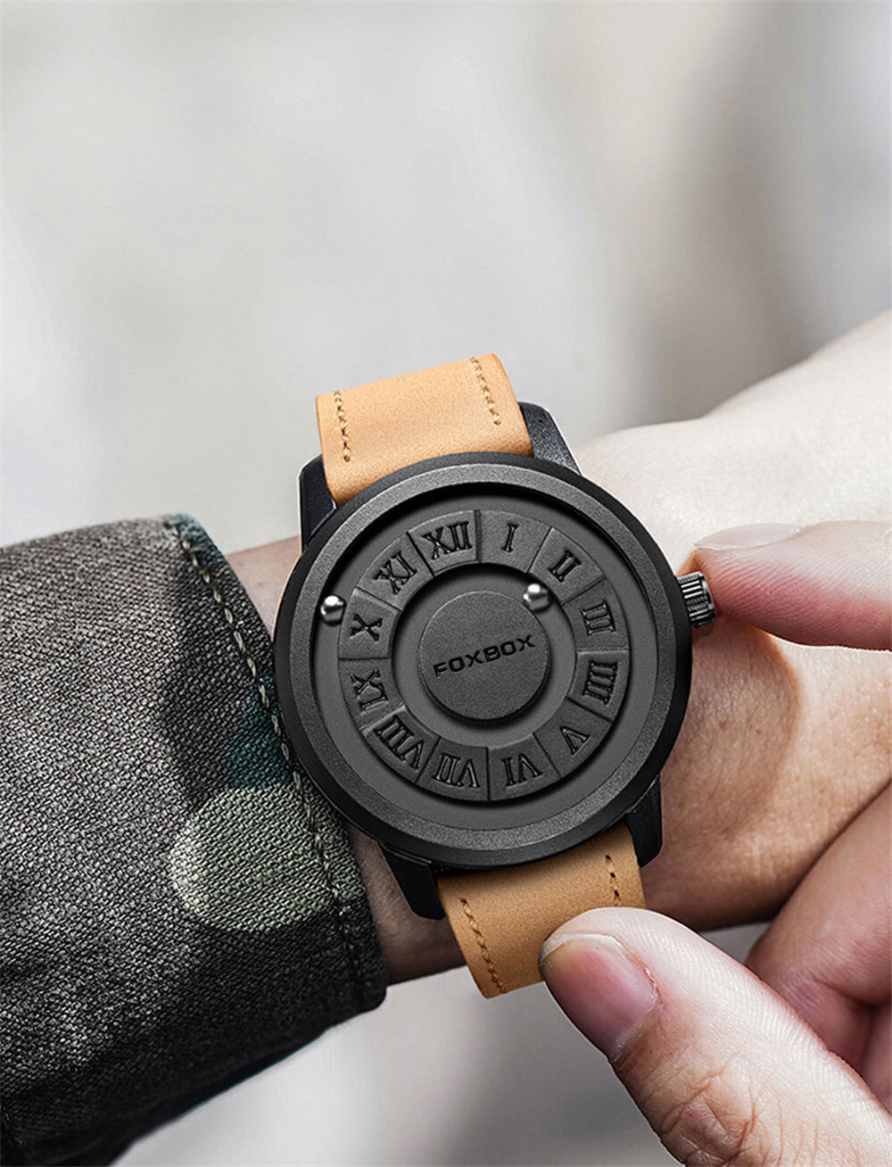 LIGE FOXBOX Watch Men Mirrorless Magetic Bead Quartz Wristwatch Boys Sport Watch