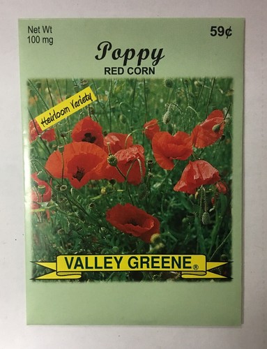 Valley Greene (6 Pack) Heirloom Variety Red Corn Poppy Flower Seeds 100mg/bag