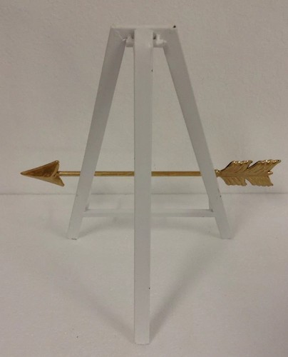 Standing Gold Arrow Display Easel Platter Plate Picture Photo Home Decor D9