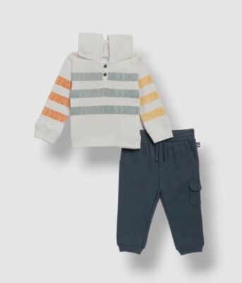 $50 Splendid Toddler Boy's Ivory Waffle Hoodie & Jogger Pants Set Size 3-6M