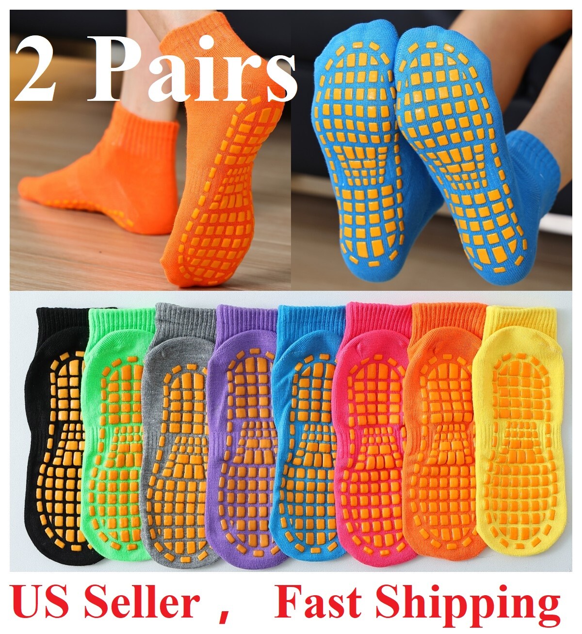 2Pairs Adult Kids Yoga Slip Resistant Gym Pilates Fitness Ballet Exercise Sock