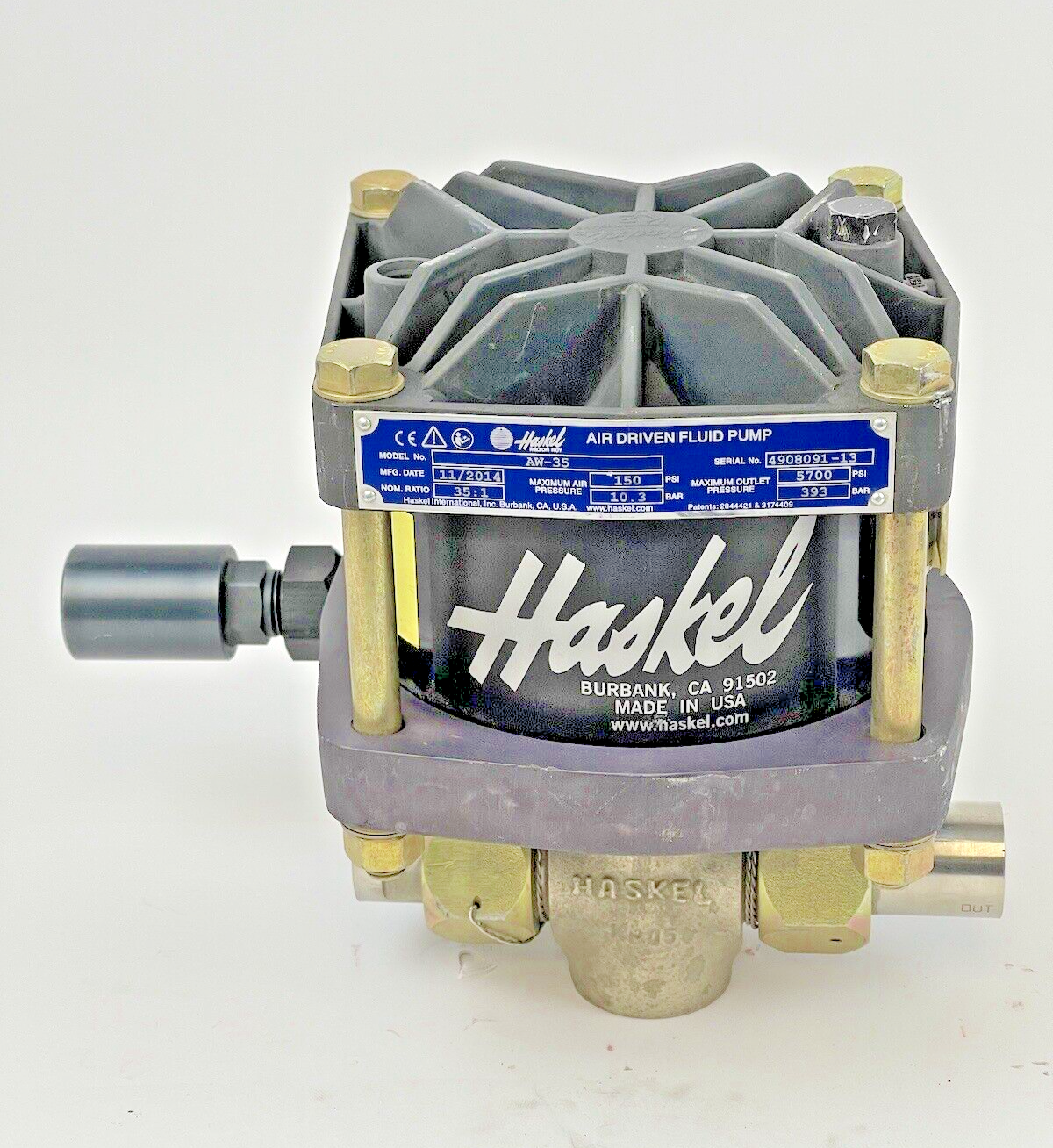 HASKEL AW 35 AIR DRIVEN LIQUID PUMP 35 1 150 10.3 MAX AIR 5700 393 MAX OUTLET eBay