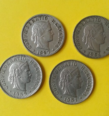 Switzerland Coins 1903 37 39  1927 1944 1951 and 1959 B Rare Lot of 12 Rappen