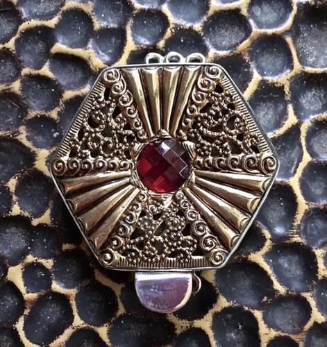 ONE OF A KIND Vintage Octagon Brass Sterling Silver Box Clasp
