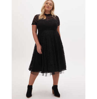 Torrid Black MIDI LACE AND TULLE Special Occasion DRESS Plus Size 20 $118  NWT