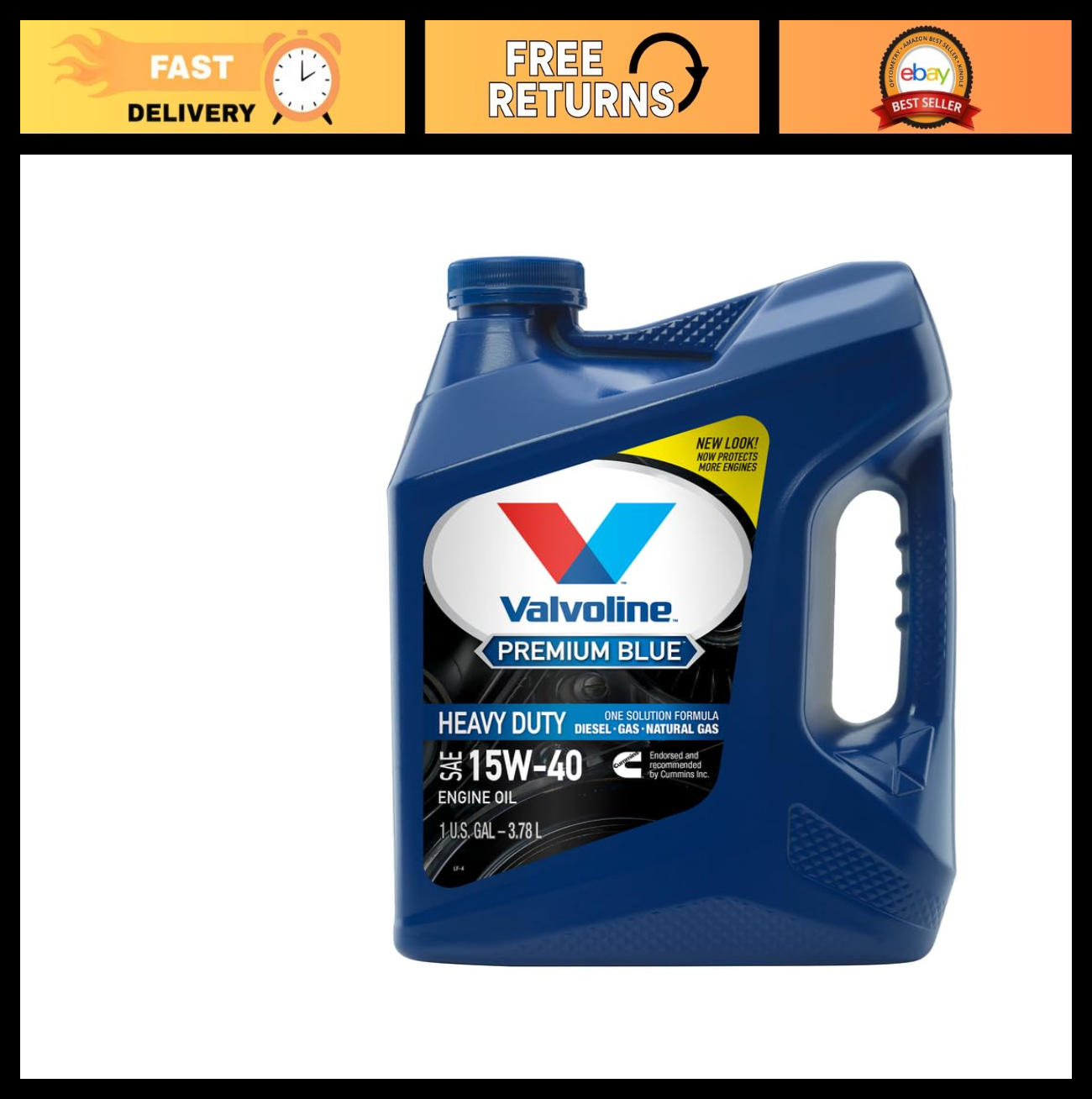 Premium Blue SAE 15W-40 Diesel Engine Oil - 1 Gallon, High Performance, API Cert