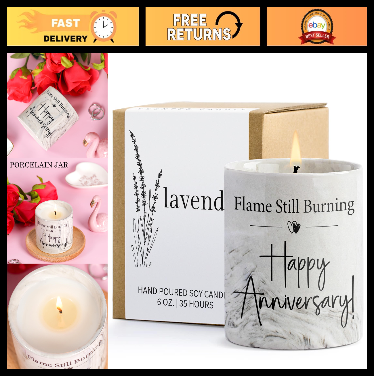 Romantic Anniversary Candle - Perfect Gift for Men, Women & Couples - 6oz