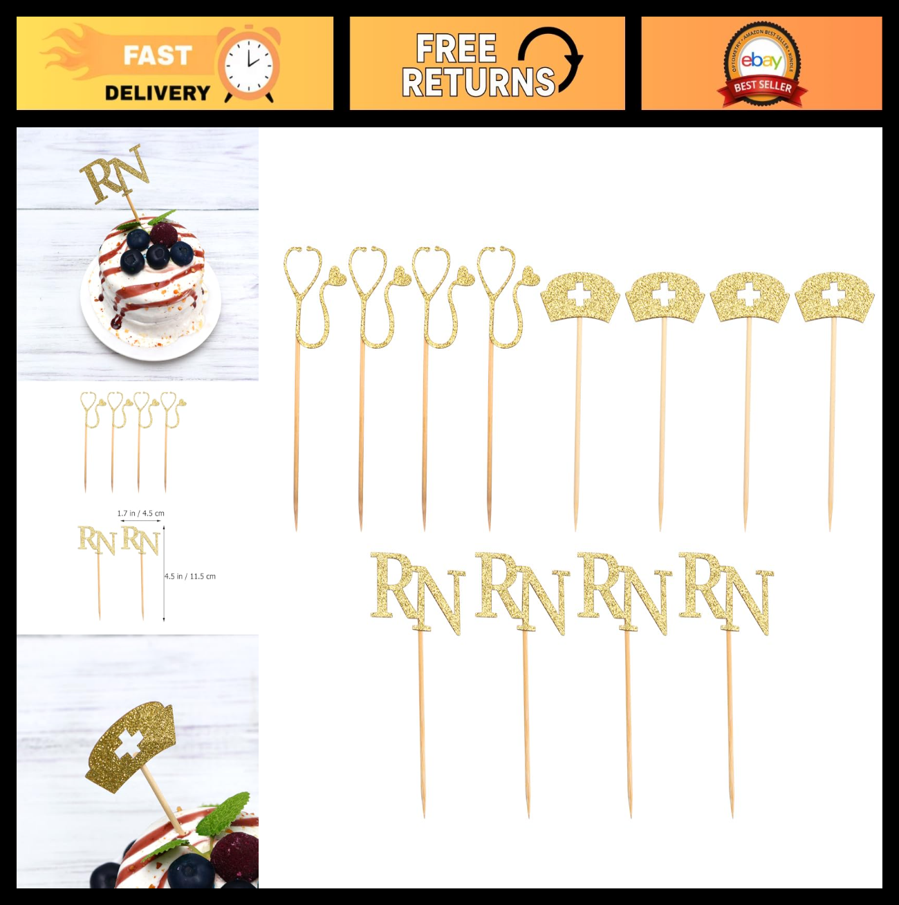 24pcs Nurse Cupcake Toppers - RN Graduation Party Supplies & Decorations