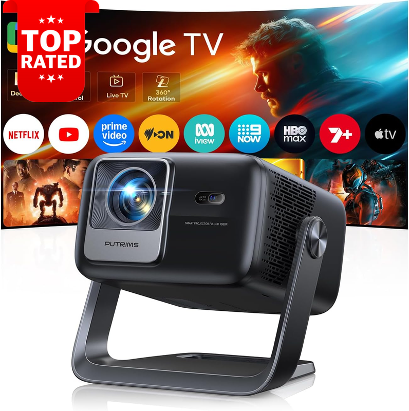 4K Smart Projector Google TV 1100 ANSI Short Throw Outdoor 1080P Auto Focus