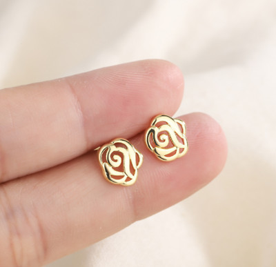 Adorable Tiny Flower Rose Silver/Gold Stud Earrings
