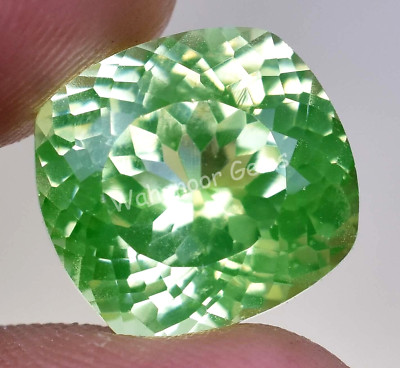 12.50 Ct Natural Green Peridot Cushion Shape VVS Pak Gemstone AGL Certified