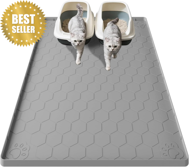 Cat Litter Mat Silicone Rubber, 101 * 71CM Pet Feeding Mat, Dog Cat Food Mat, Li