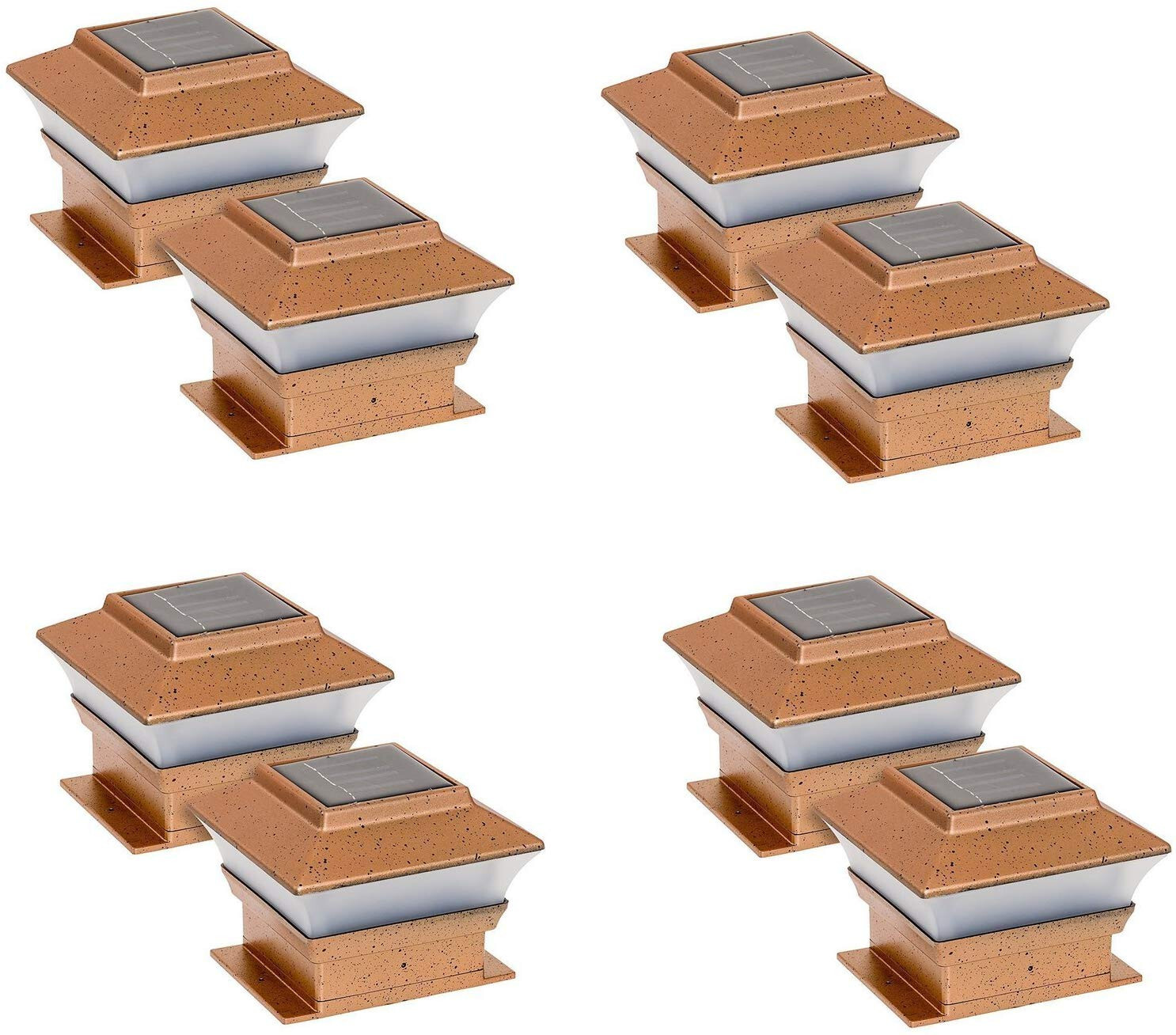 8-PACK 4x4 RELIGHTABLE Outdoor Garden Solar Copper Post Deck