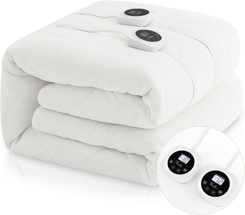 Queen Electric Heated Mattress Pad Warmer Dual Control Timer Cali King Twin Full