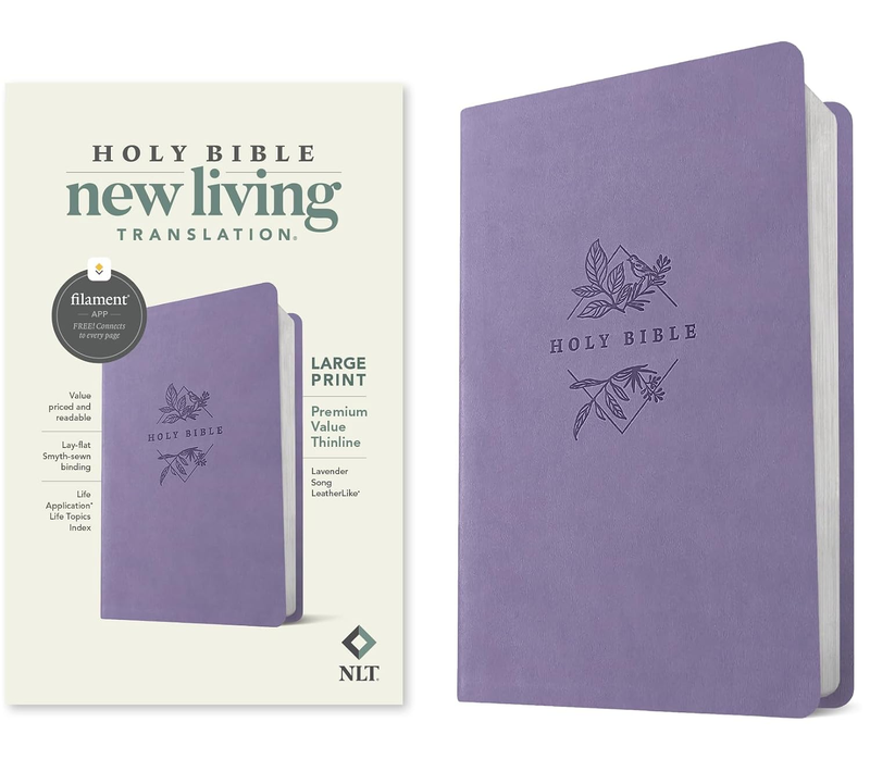 NLT Large Print Premium Value Thinline Bible, Filament Enabled (Leatherlike, Lav