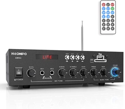 NEOHIPO AM02 300Watts Bluetooth 5.0 Class AB Stereo Audio Receiver Amplifier 2 C
