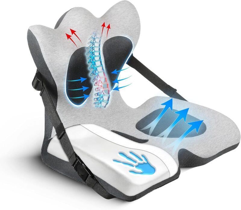 Doctor developed adjustable back cushion for chairs office lumbar support