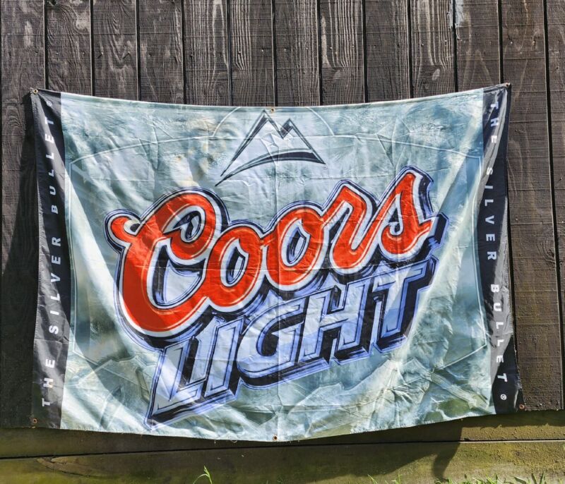 Large 84" X 57" Coors Light Banner Flag HUGE Silver The Bullet Beer Calhoun 