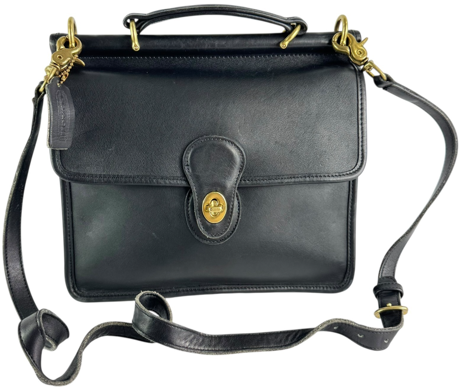 1996 COACH Willis Turn Lock Vintage Black Leather Crossbody