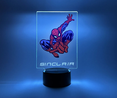 Spiderman Night Light Up Lamp Spider man Themed Boys Room LED Personalized FREE!