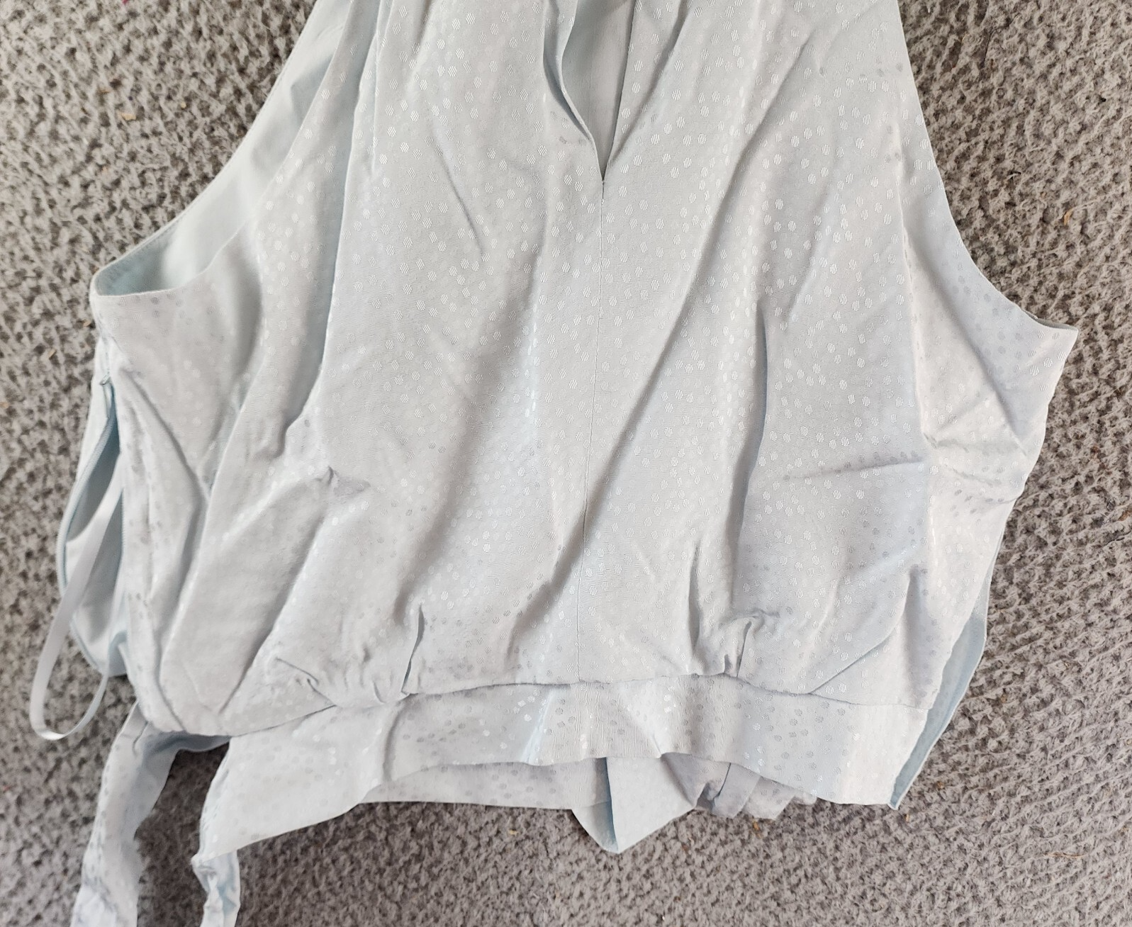 BCBGMAXAZRIA Sleeveless Halter Neck Overdraped Side Tied Blouse Women's S Blue~ - Picture 12 of 13