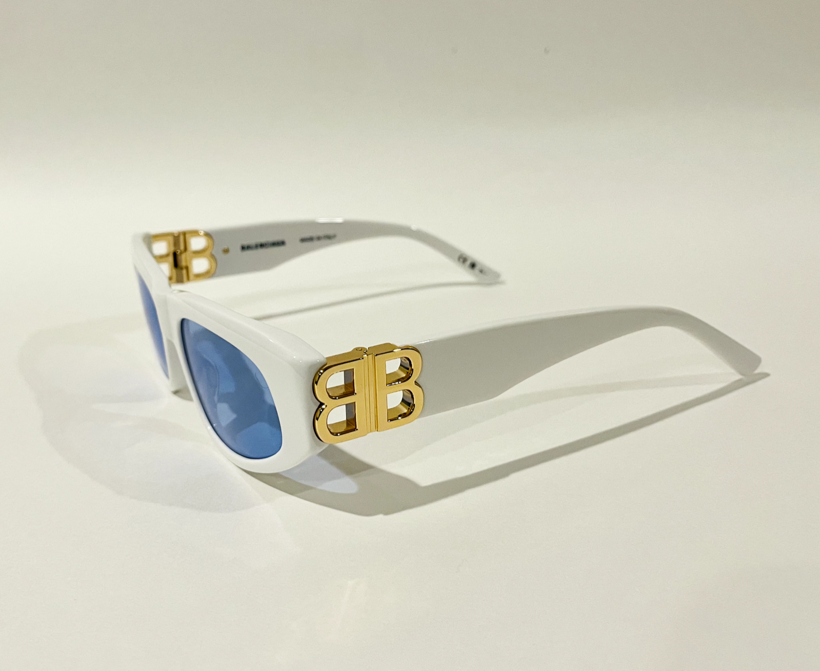 BALENCIAGA BALENCIAGA DYNASTY 0095 WHITE BLUE 004 FASHION BB LOGO NARROW SUNGLASSES BB0095S