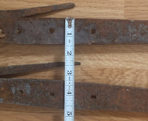 Antique Barn Door Straps Pancake Hinges + Pintles Wrought Iron Pair 29.5” 25”
