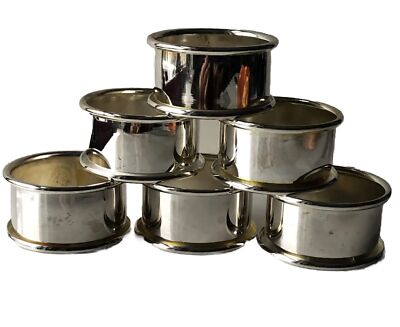 Simple Silver tone Six Napkin Rings