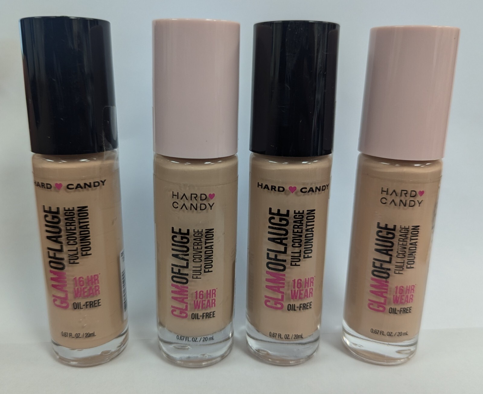 LOT OF 4 HARD CANDY GLAMOFLAUGE FULL COVERAGE FOUNDATION 1509 COOL BEIGE 0.67z