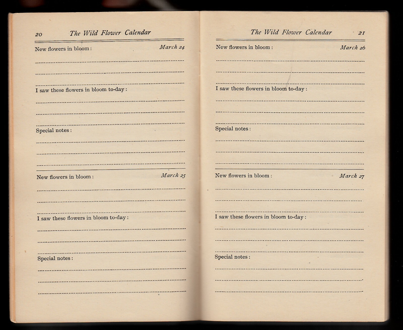 Wild Flower Calendar Booklet from The Nature Calendar Series, 1903