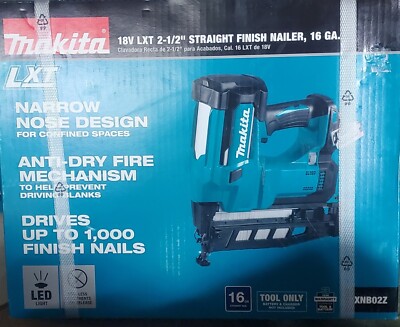 makita xnb02z 18v lxt li ion 2 12 in straight finish nailer bt new 333537133668