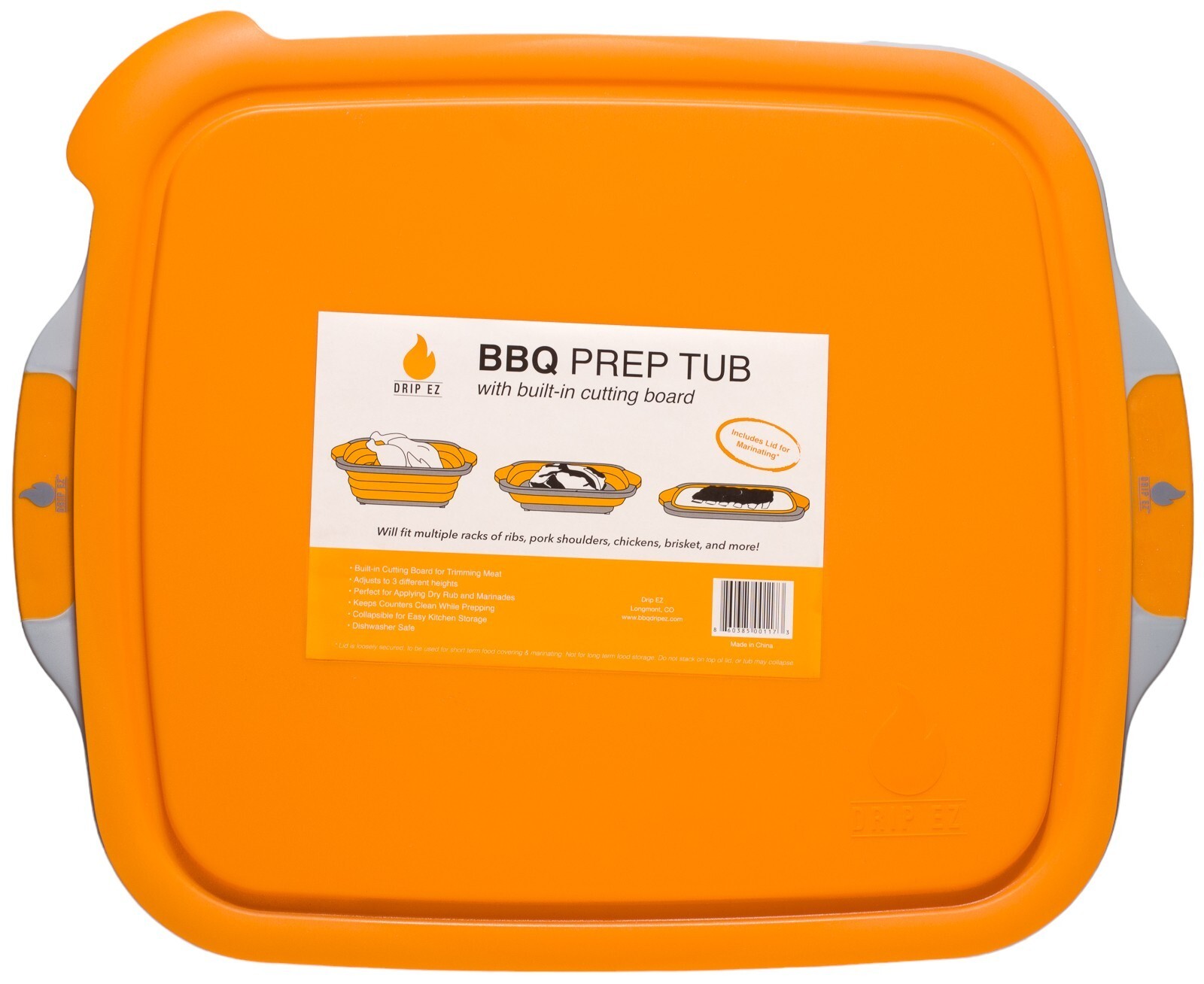 DRIPEZ BBQ Prep Tub With Lid And Built-in Cutting Board Foldable Design ORIGINAL