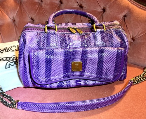 MCMバッグ MCM MUNCHEN AUTHENTIC PURPLE PYTHON SNAKESKIN SHOULDER