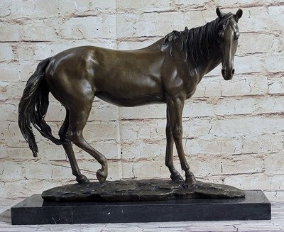 Art Decor Men Racing Arabian Horse Bronze Hot Cast Sculpture Marble Figurine Art