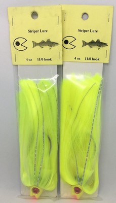 2 SINKERMANS PACMAN PARACHUTE STRIPER LURES 5oz PURPLE//CHARTREUSE