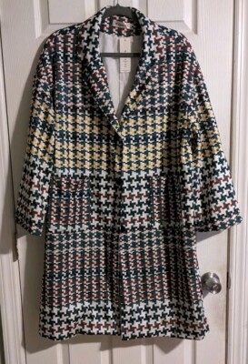 Order Plus Colorful Houndstooth Jacket Coat M Oversized Lightweight Spring
