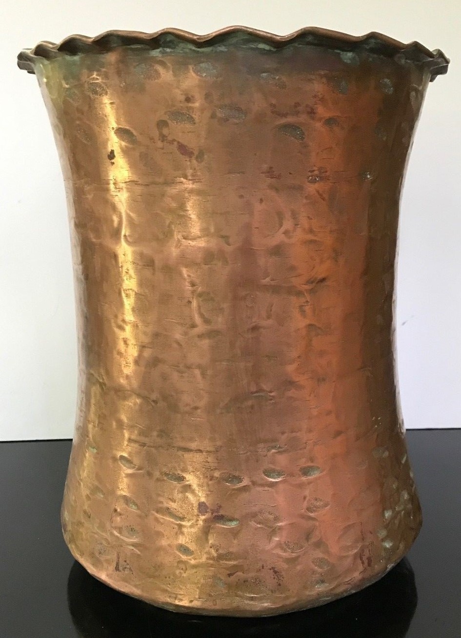 Antique Persian Hand Hammered Pot Scalloped Rim 10-1/2