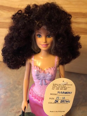 New 100/% Mohair Doll Wig Size 15-16 Style HARMONY Color Dark Brown Global Dolls