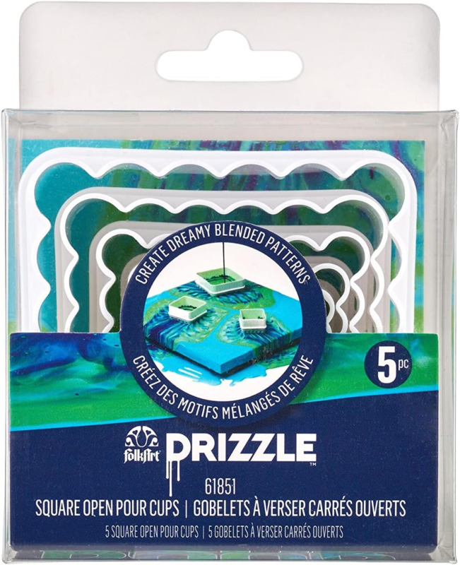 Folkart Drizzle Open, Set of 5 Square Cups for DIY