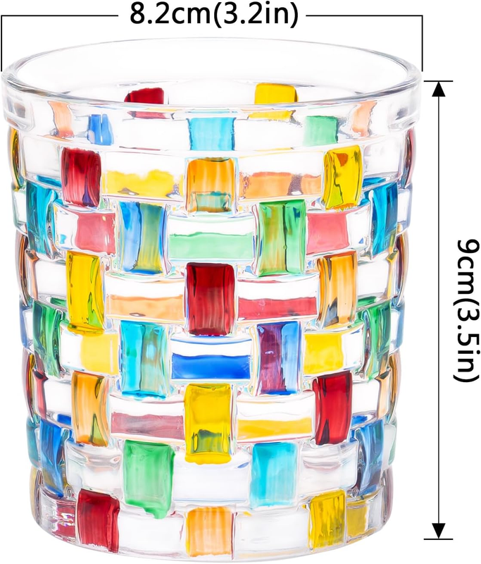 Tealight Candle Holder, Stained Glass Votive Candle Holder with Woven Pattern, R