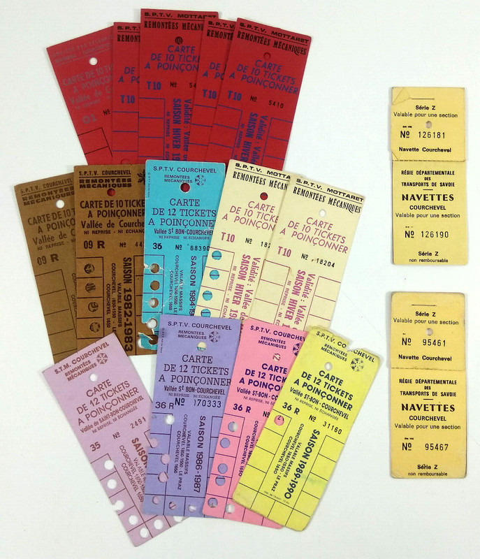 Lot Tickets A Poinconner Remontees Mecaniques Navettes Sptv Courchevel Mottaret