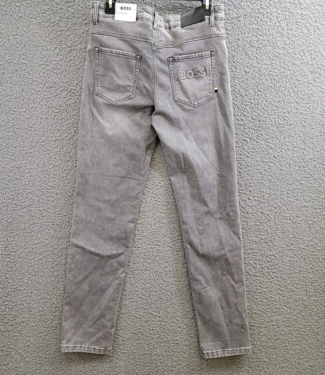 BOSS Logo-Embossed Straight-Leg Jeans Big Boys 16Y Denim Gray Button Zip Closure - Picture 12 of 18