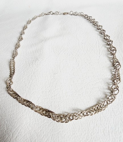 LADIES STERLING SILVER TWISTED HEXAGON LINK NECKLACE CHAIN