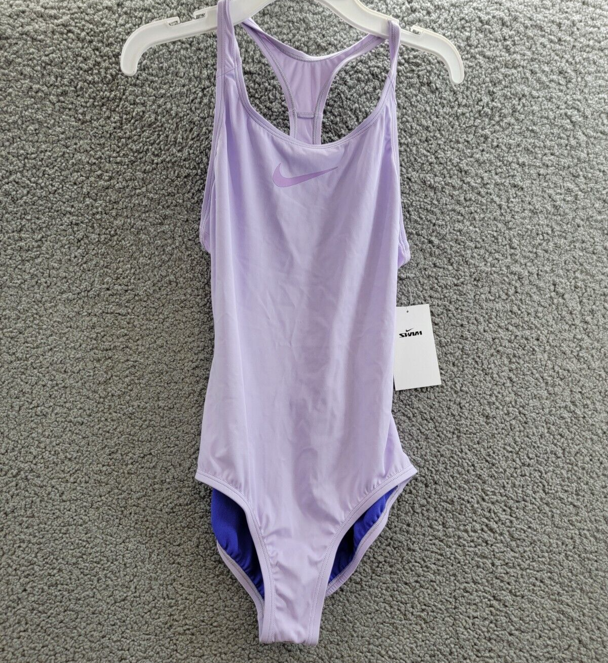 Nike Essential Racerback One Piece Big Girls L Lilac Bloom Cutout Sleeveless - Picture 2 of 15